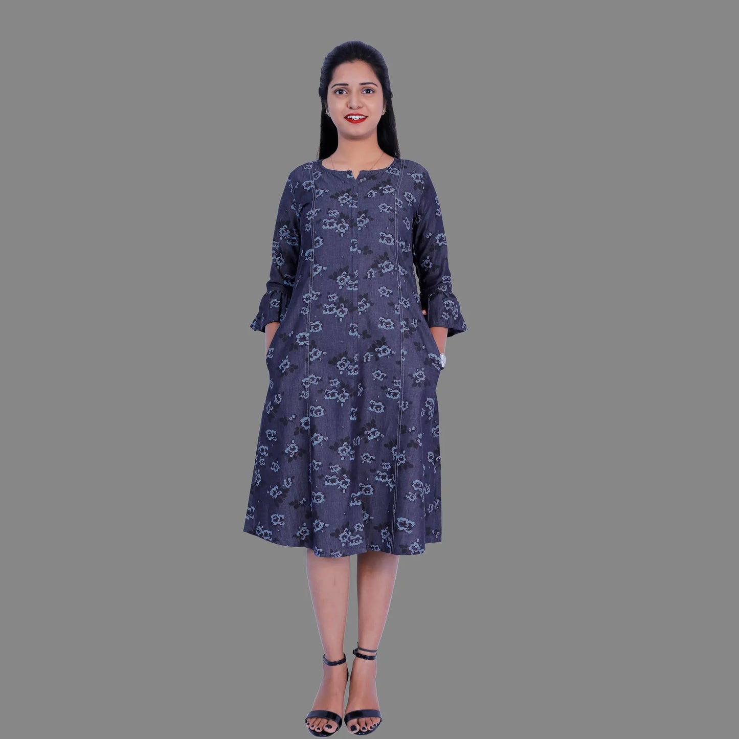 Maxi Dark Blue Denim Dress | S3K083