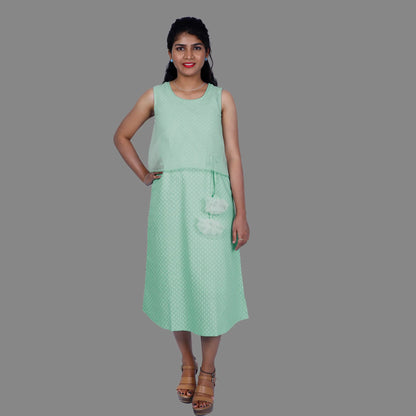 Women Fit and Flare Light Green Dress | S3W170