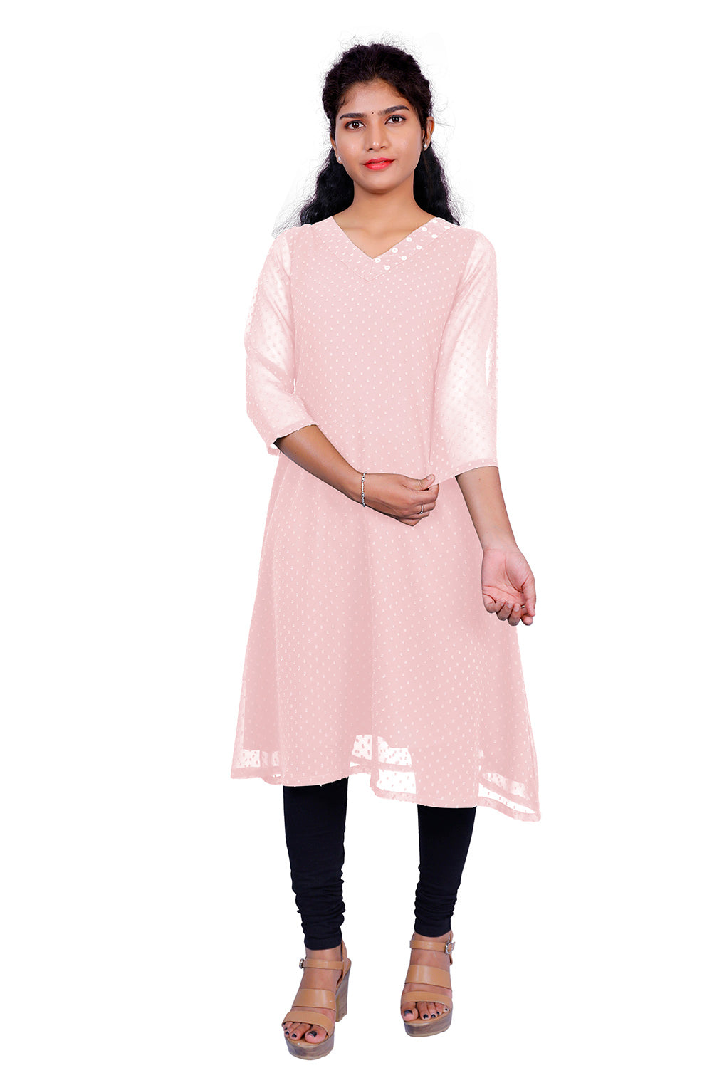 Textured Georgette A-line Kurti | S3K416C