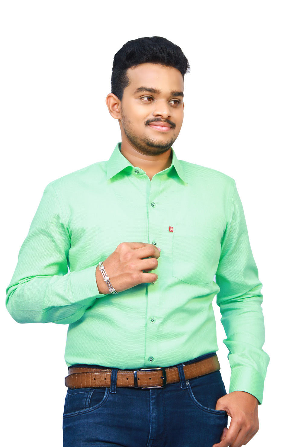 Green Textured Men’s Shirt | S3S724