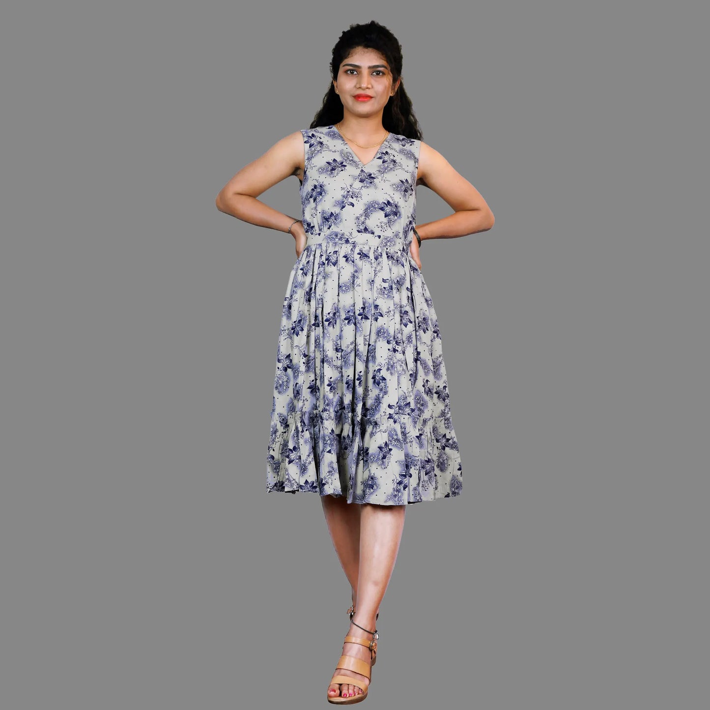 Women Maxi Grey Dress | S3W116