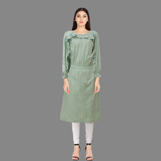 Fern Green Cotton Dress | S3W047