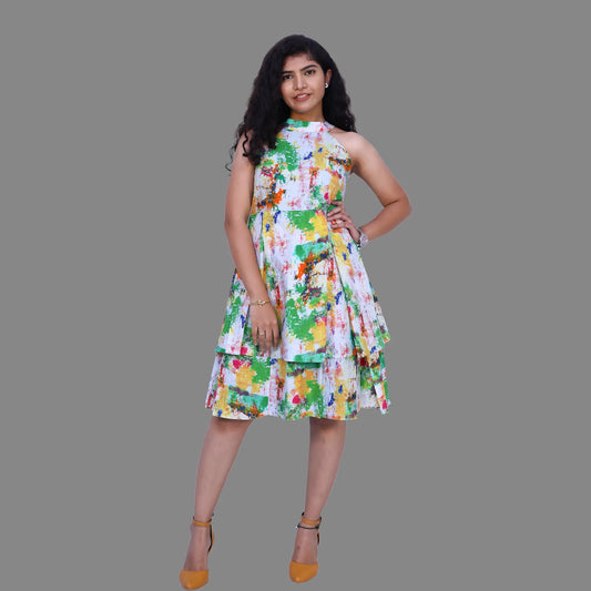 Women Fit and Flare Multicolor Dress | S3D742