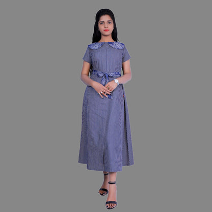 Denim Striped One Piece Dress | S3D425