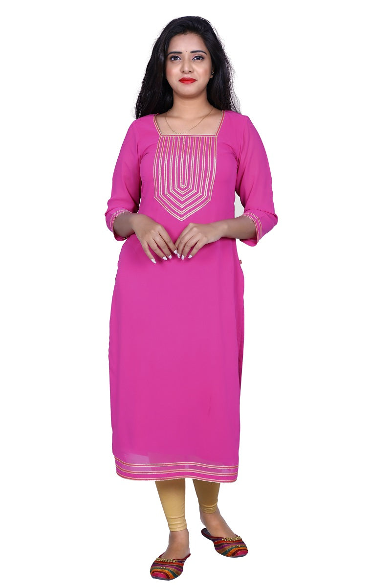 Women Embellished Georgette Straight Kurta | S3K825