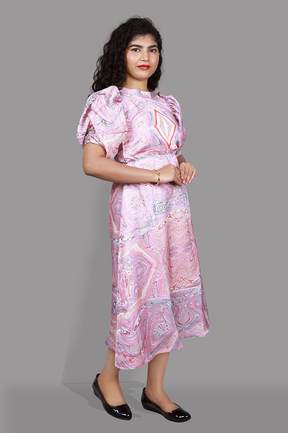 Pink Abstract Print One Piece Dress | S3G1013