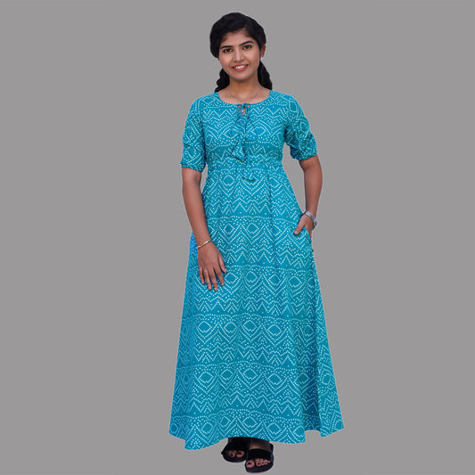 Blue Bandhni Print Gown