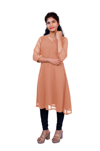 Textured Georgette A-line Kurti | S3K416A