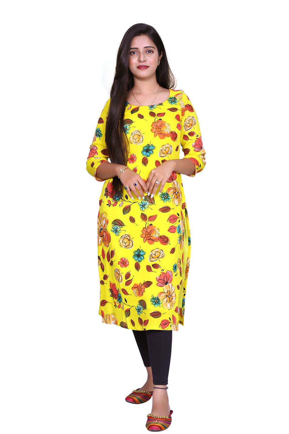 Floral Print Viscose Rayon Straight Kurta |  S3K770