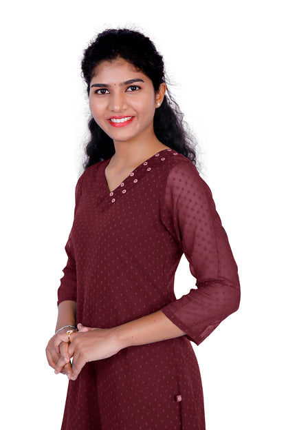 Textured Georgette A-line Kurti | S3K416A