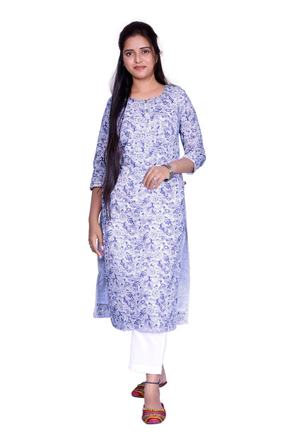 Women Floral Print Pure Cotton A-line Kurta | S3K835