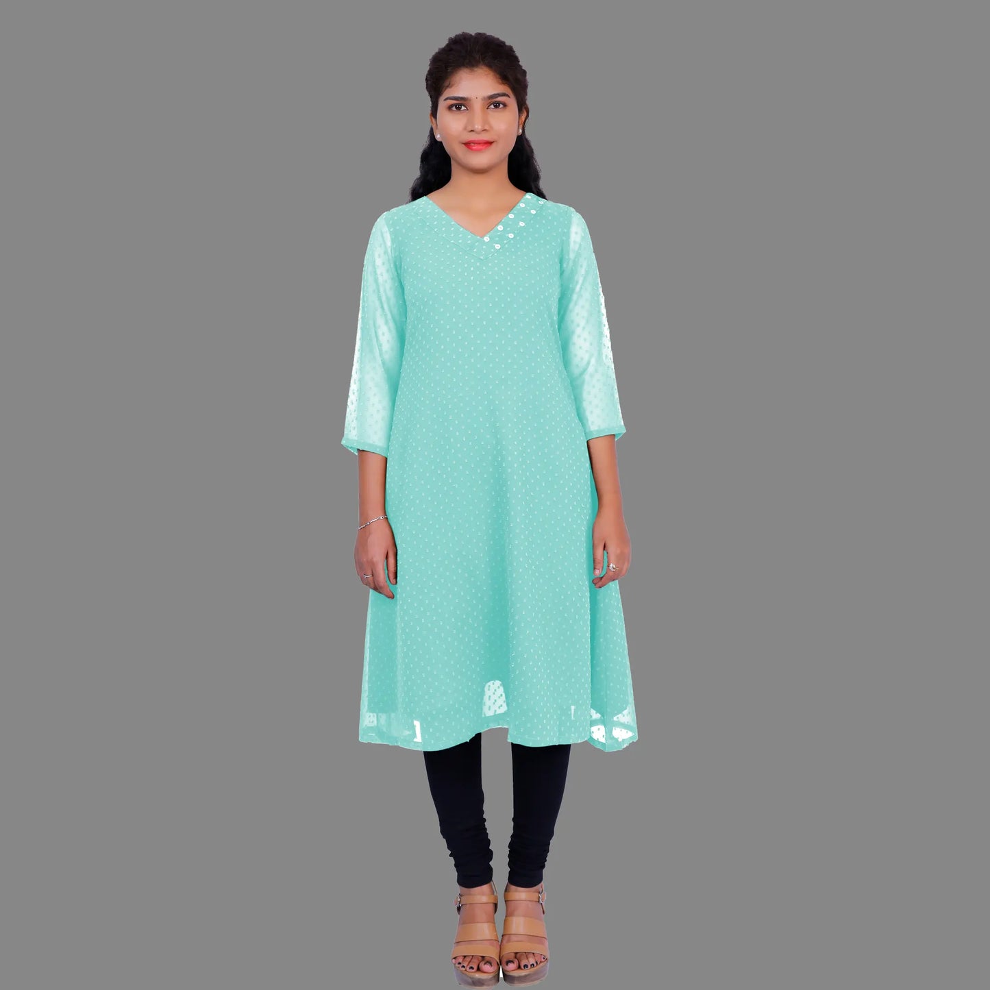 Textured Georgette A-line Kurti | S3K416A