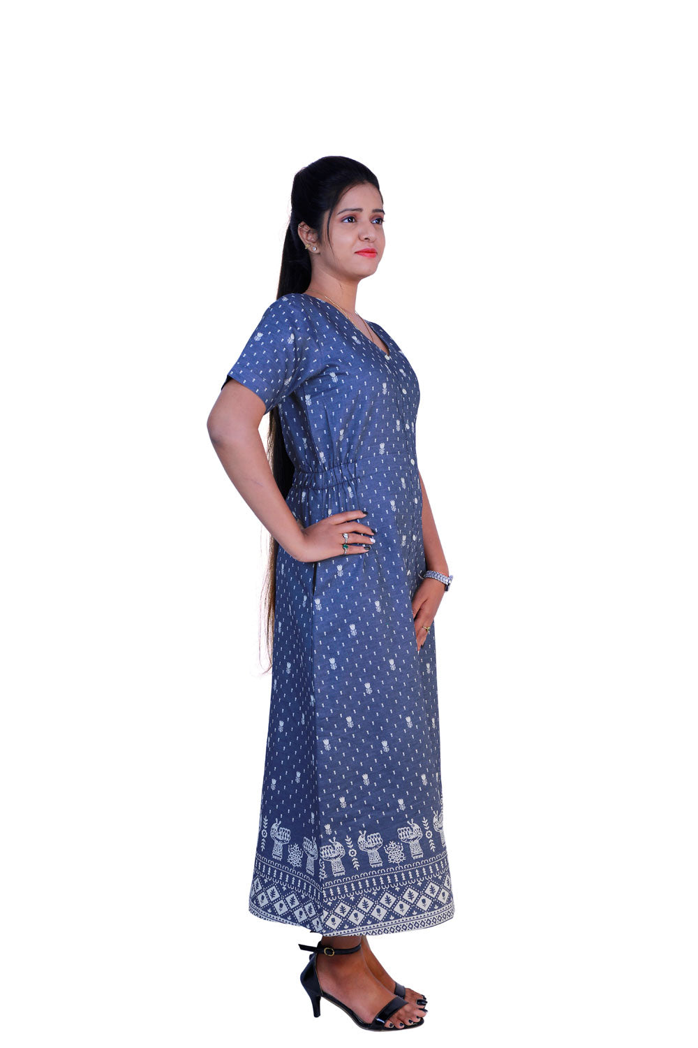 WOMEN MAXI DARK BLUE DRESS | S3D424