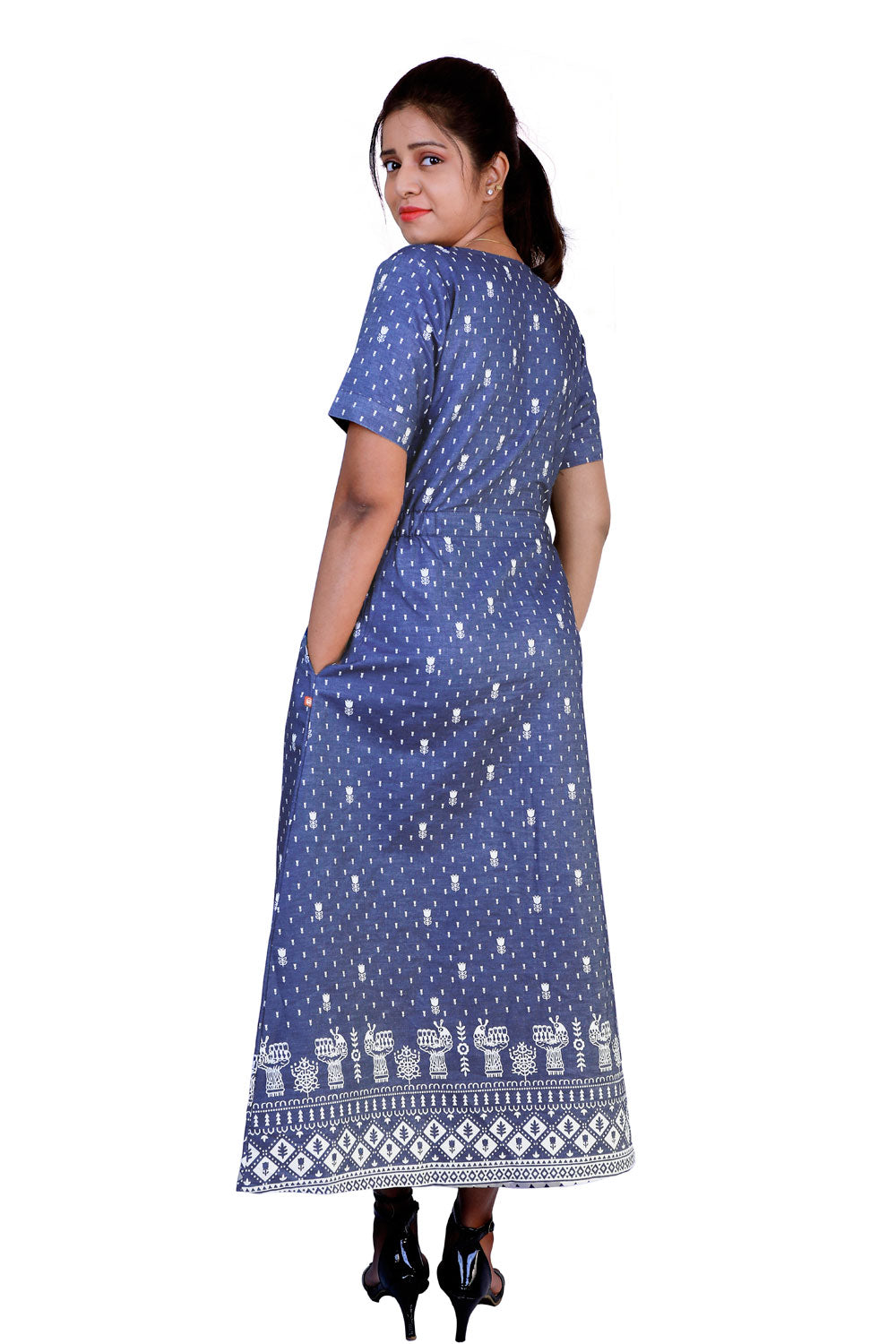 WOMEN MAXI DARK BLUE DRESS | S3D424