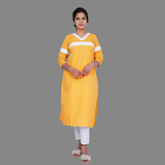 yellow polka dot cotton print Kurti | S3K434