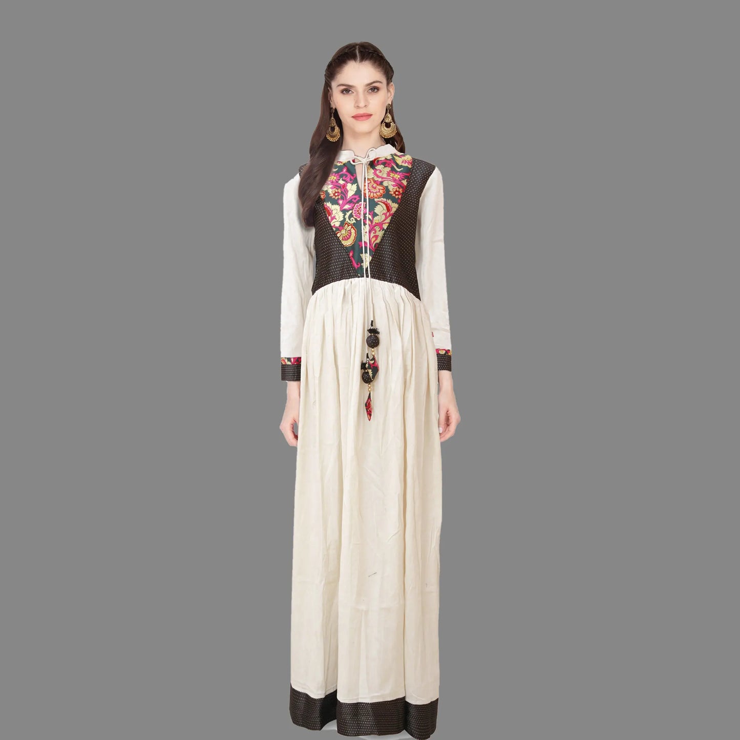 Cotton Off White Anarkali Dress