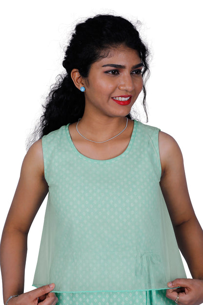 Women Fit and Flare Light Green Dress | S3W170