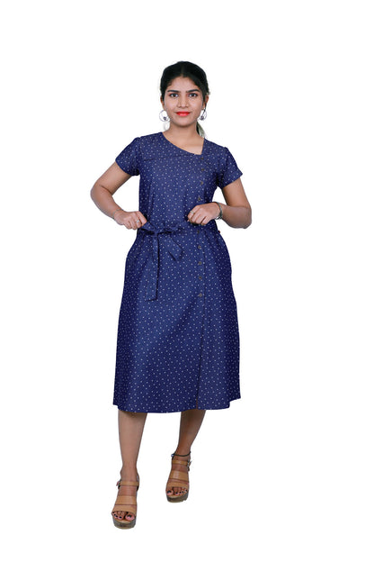 Women A-line Blue Dress | S3D429