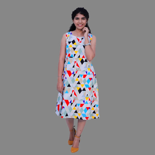 Printed Sleeveless One Piece Dress | S3D386