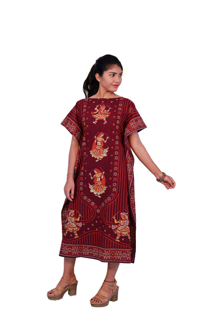 Maroon Knee Length Kaftan | S3QK492