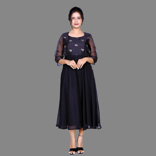 Solid Georgette Stitched Anarkali Gown | S3G399