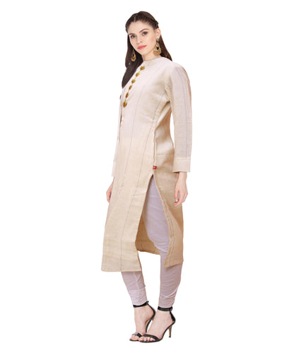 Half White Straight Muslin Kurta | S3K067