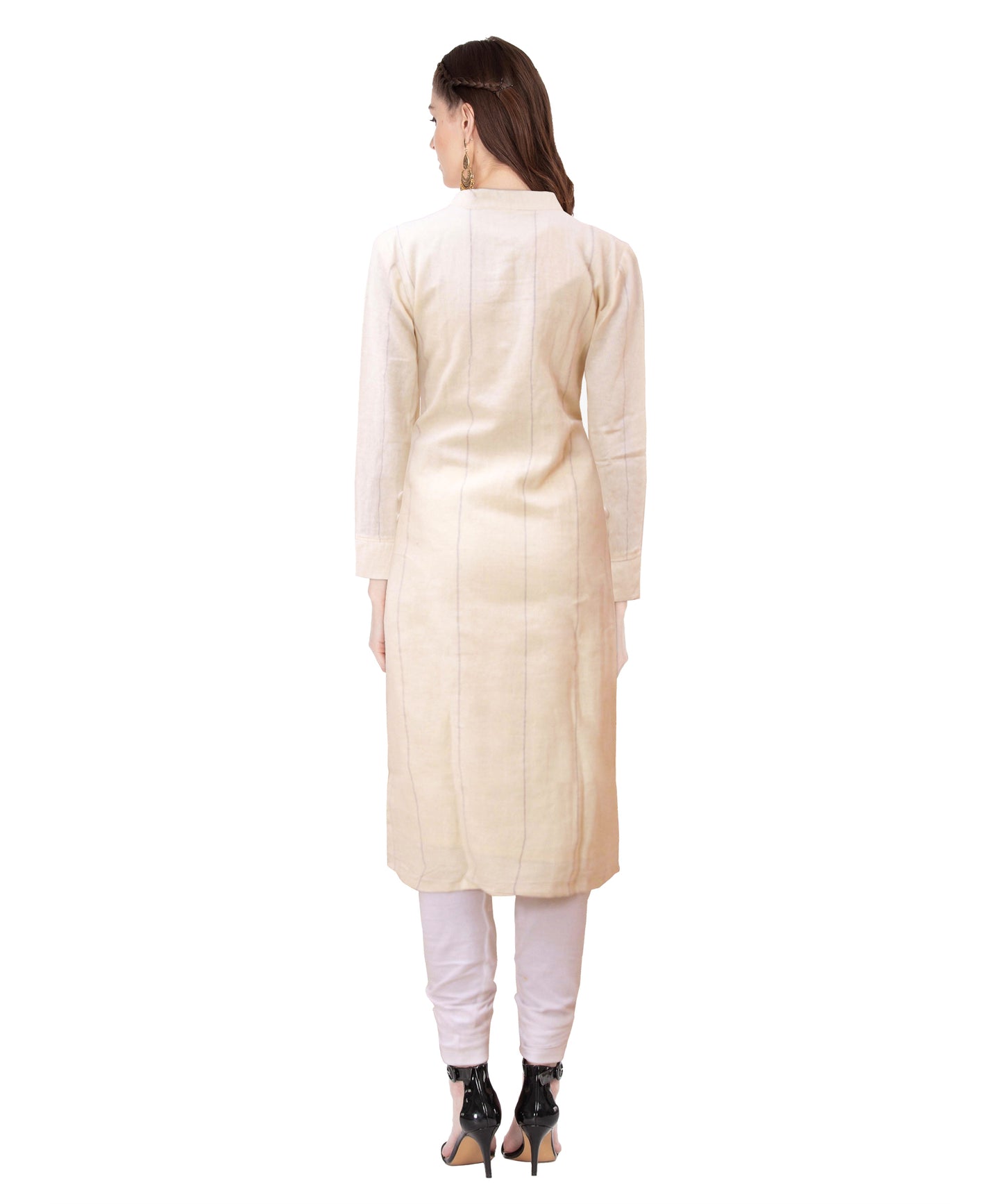 Half White Straight Muslin Kurta | S3K067