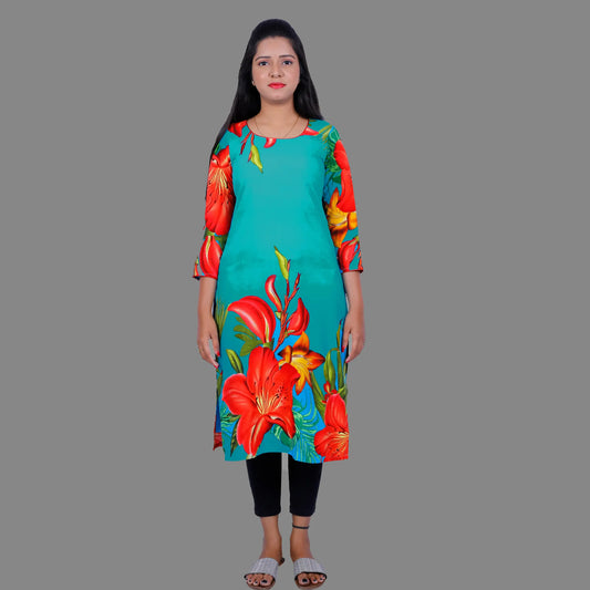 Women Floral Print Straight Kurta | S3X134