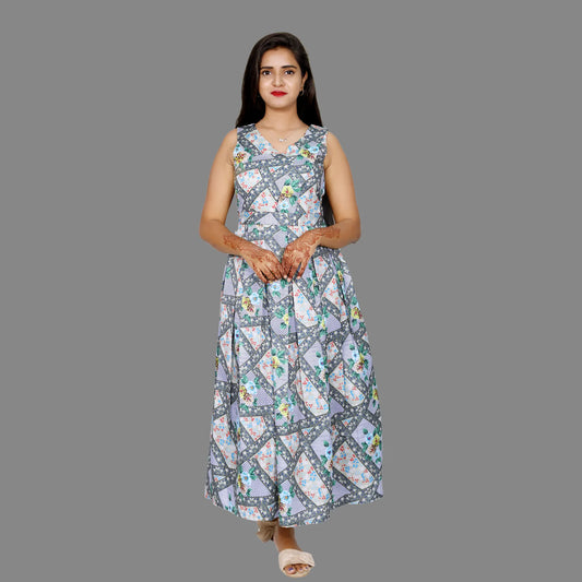 Womens Satin Forest Green Floral Print Maxi | S3G902