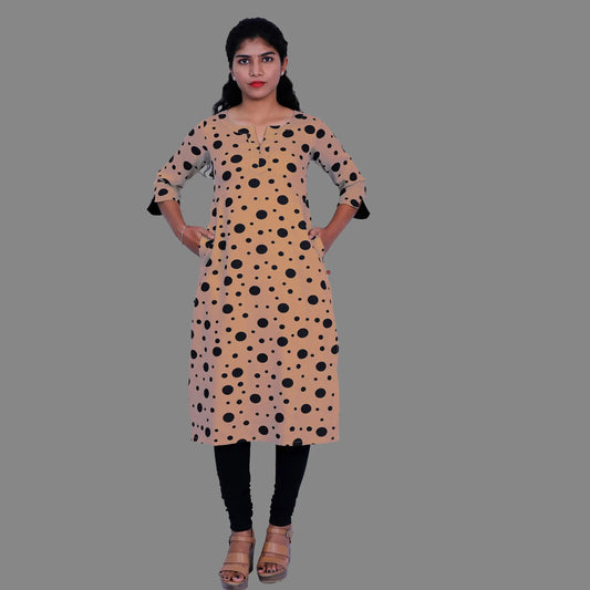 Women Polka Dot Brown Kurti | S3X100