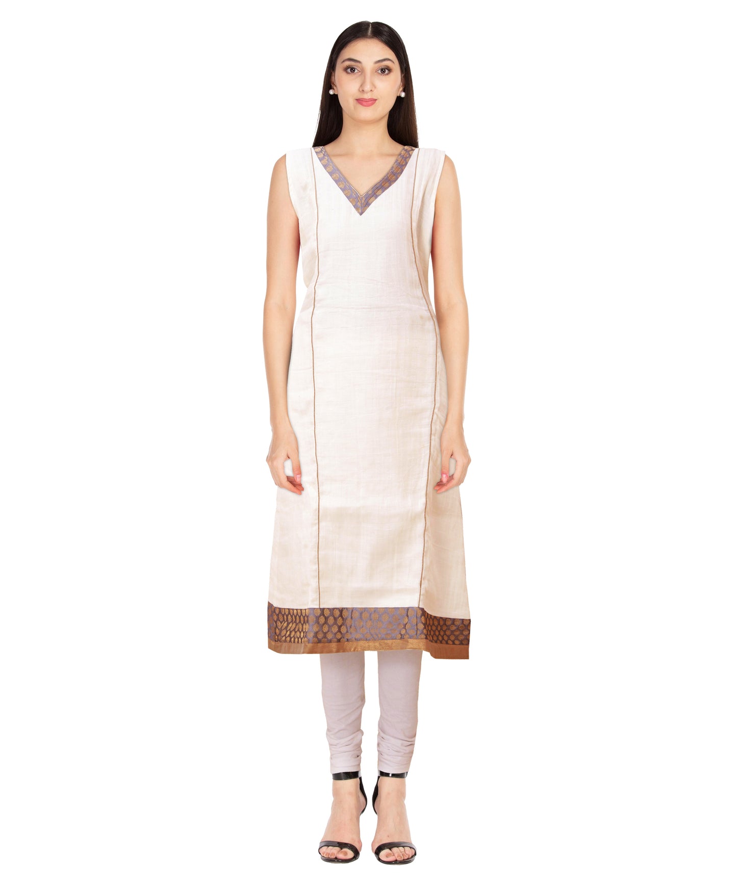 Half White Sleeveless Kurti for Women | S3K130