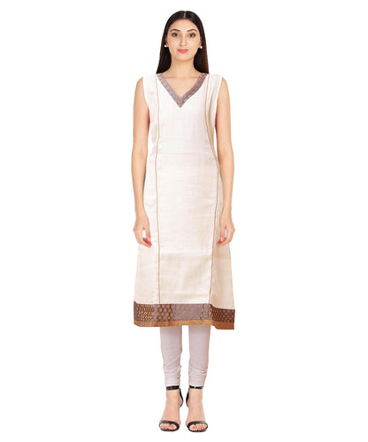 Half White Sleeveless Kurti for Women | S3K130