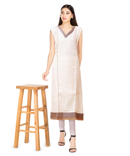 Half White Sleeveless Kurti for Women | S3K130