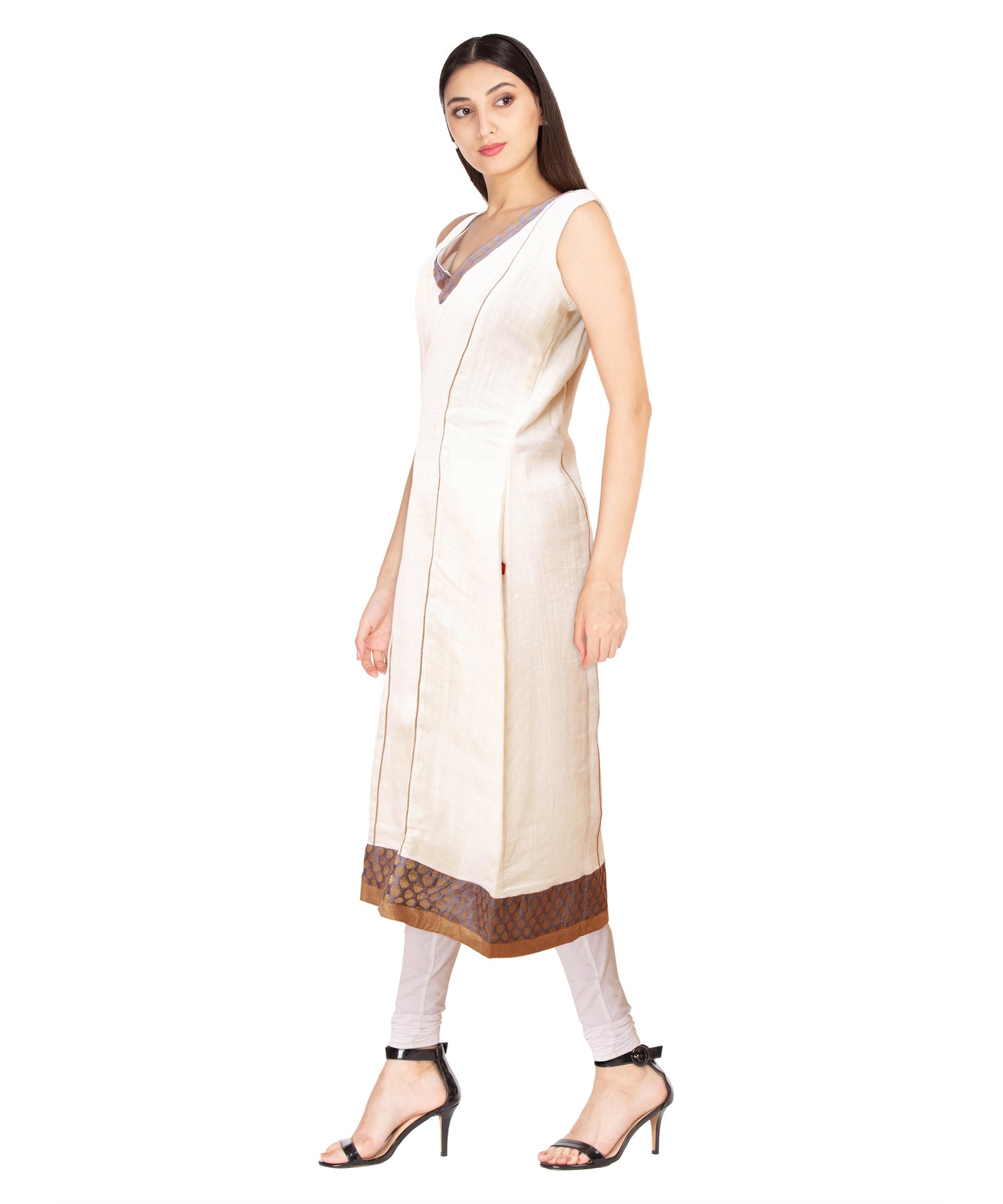 Half White Sleeveless Kurti for Women | S3K130