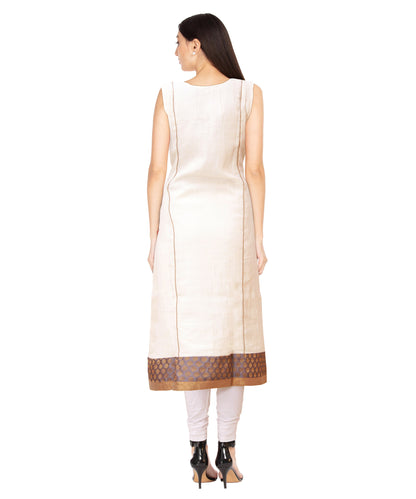 Half White Sleeveless Kurti for Women | S3K130