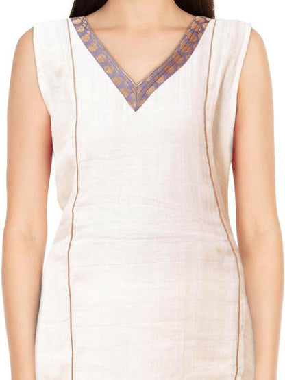 Half White Sleeveless Kurti for Women | S3K130