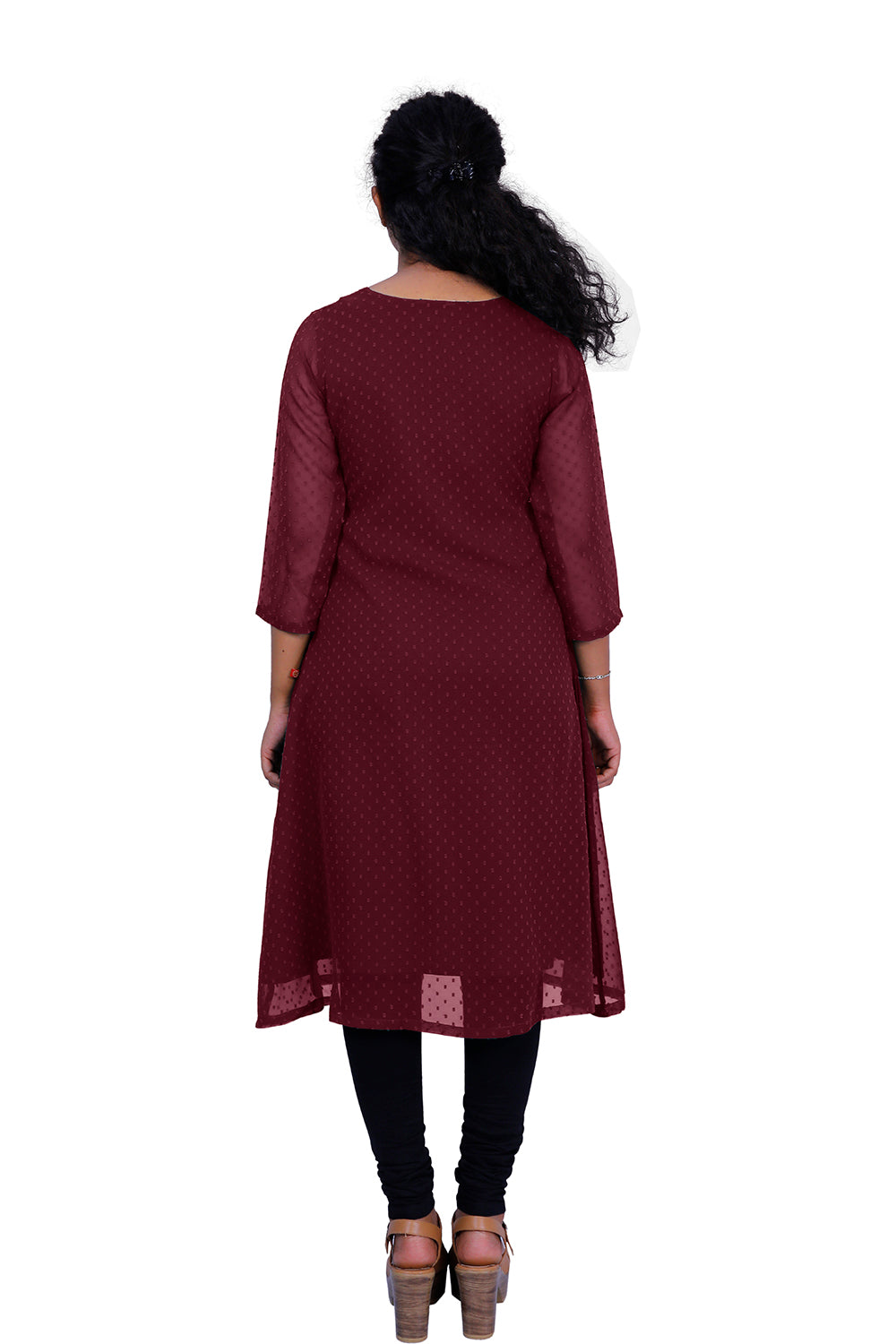 Textured Georgette A-line Kurti | S3K416A