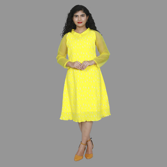 Yellow crushed One Piece Dress | S3G993