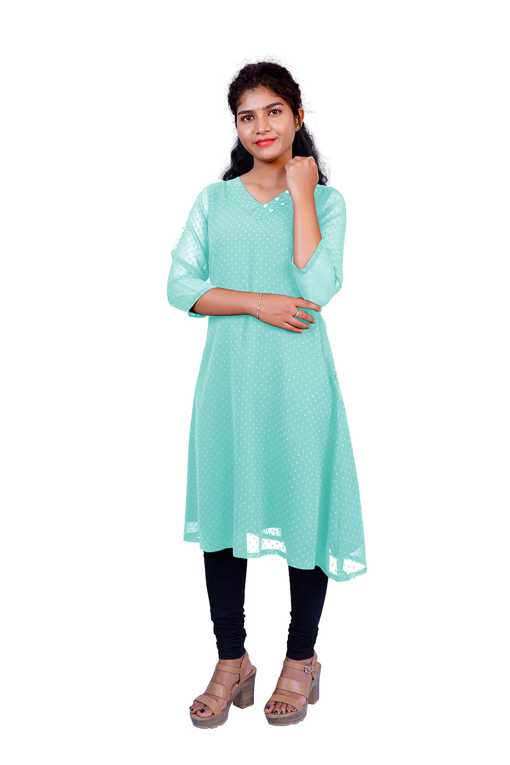 Textured Georgette A-line Kurti | S3K416A