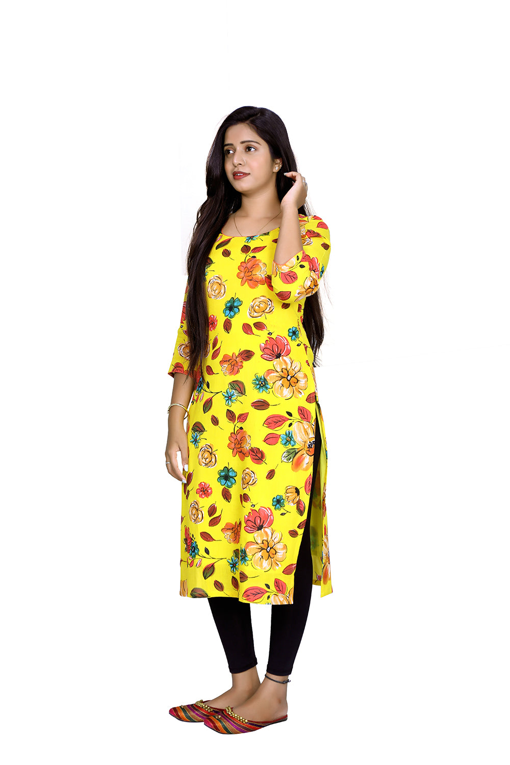 Floral Print Viscose Rayon Straight Kurta |  S3K770