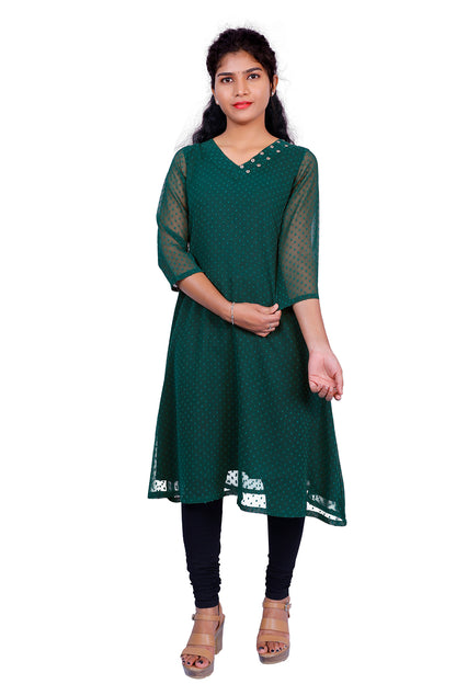 Textured Georgette A-line Kurti | S3K416A