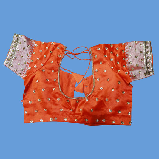 Red Maggam and Chamki work Blouse | S3B48