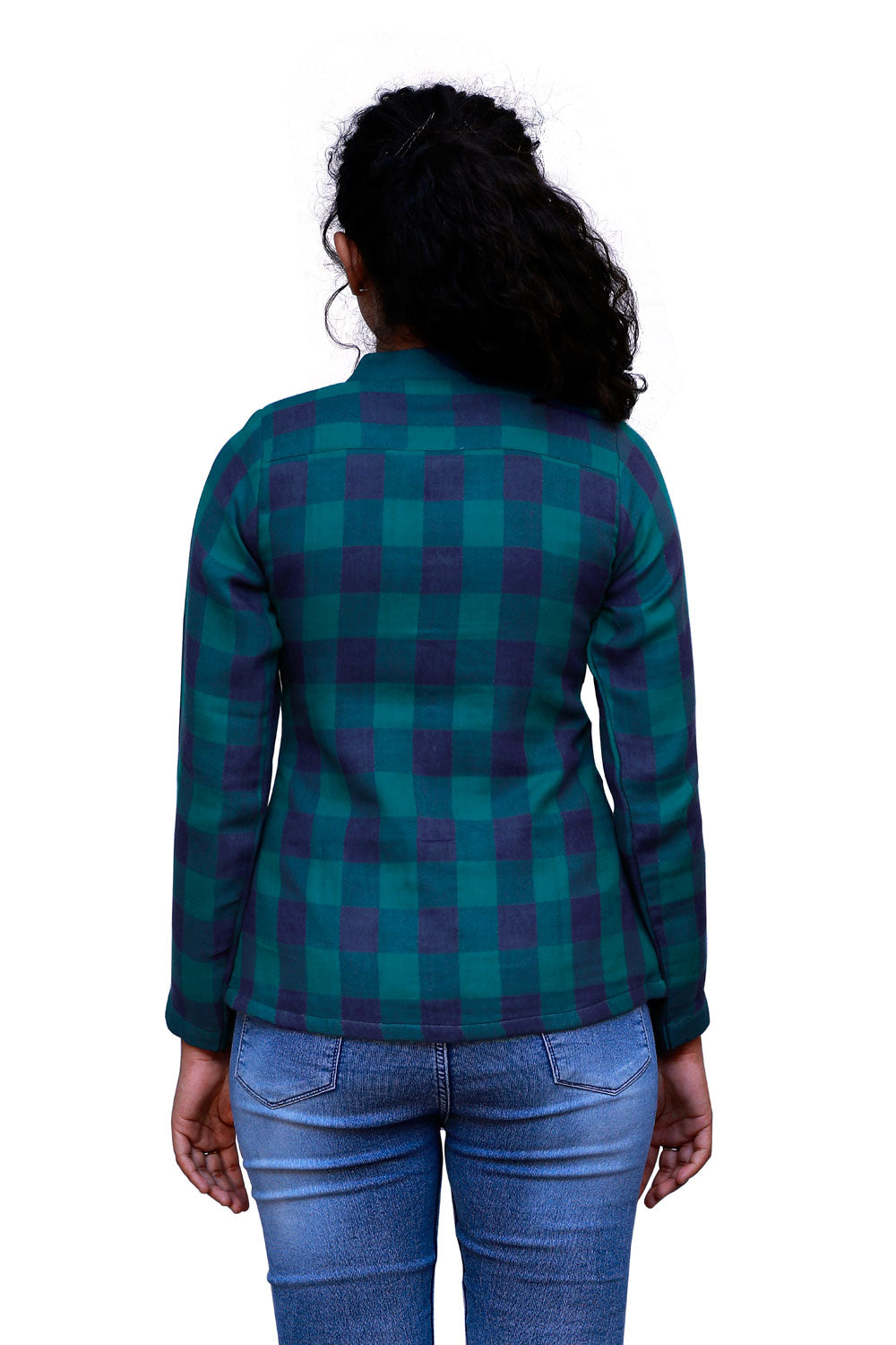 Blue and Green check shirt for Women S3S278