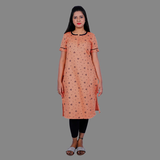 Orange flower print kurti | S3K087