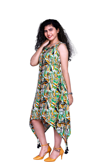 Women High Low Green Dress | S3K837