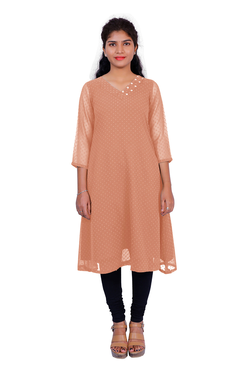 Textured Georgette A-line Kurti | S3K416A