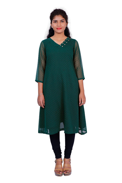 Textured Georgette A-line Kurti | S3K416A