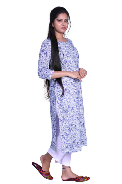 Women Floral Print Pure Cotton A-line Kurta | S3K835