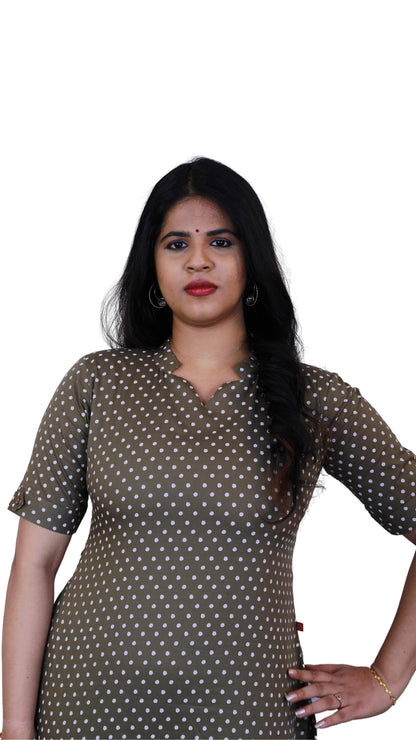 Women Polka Print Straight Kurta | S3K079