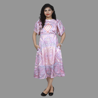 Pink Abstract Print One Piece Dress | S3G1013